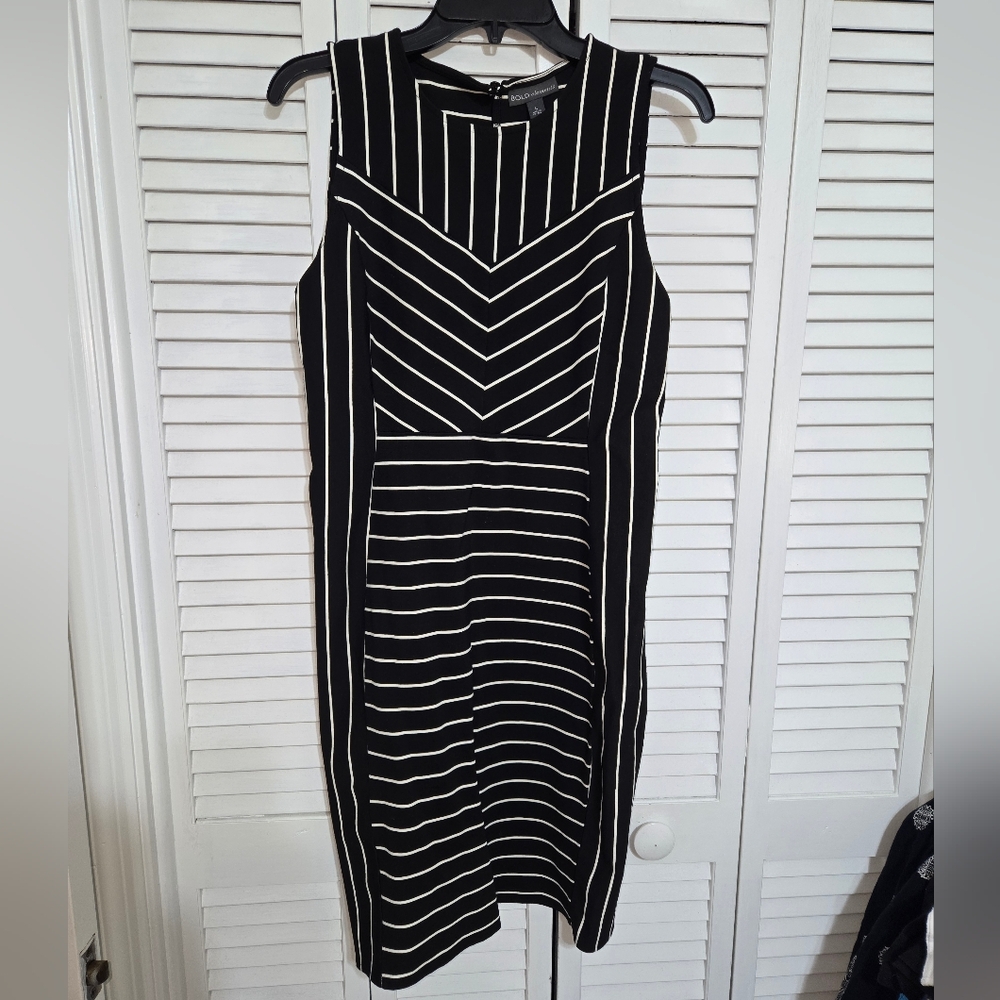 BOLD elements Women's L Black and White Bodycon Dress